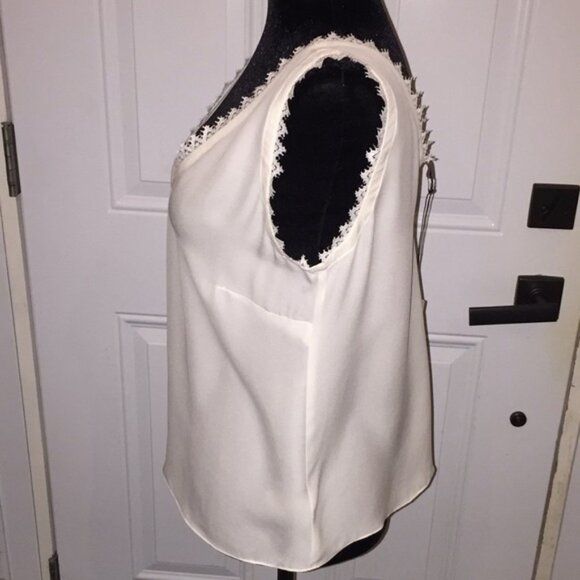 Rebecca Taylor Tailored SL Silk Lace Tank Top Snow 115 Size Small - Picture 3 of 13